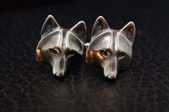 Wolf Mask Cuff Links - White Bronze ($78.00)