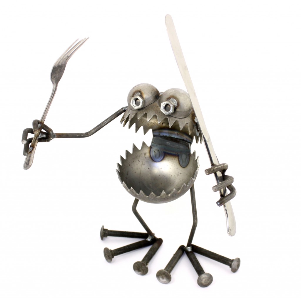 Knife and Fork recycled metal art