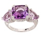 Judith Ripka Sterling 7.00ct 3 Stone Amethyst & Diamonique Ring